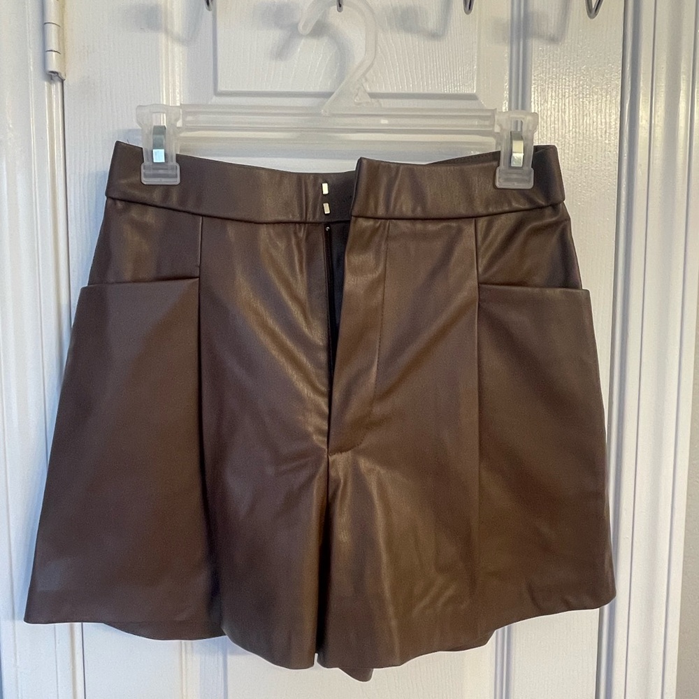 Zara Chocolate Brown Leather Skorts